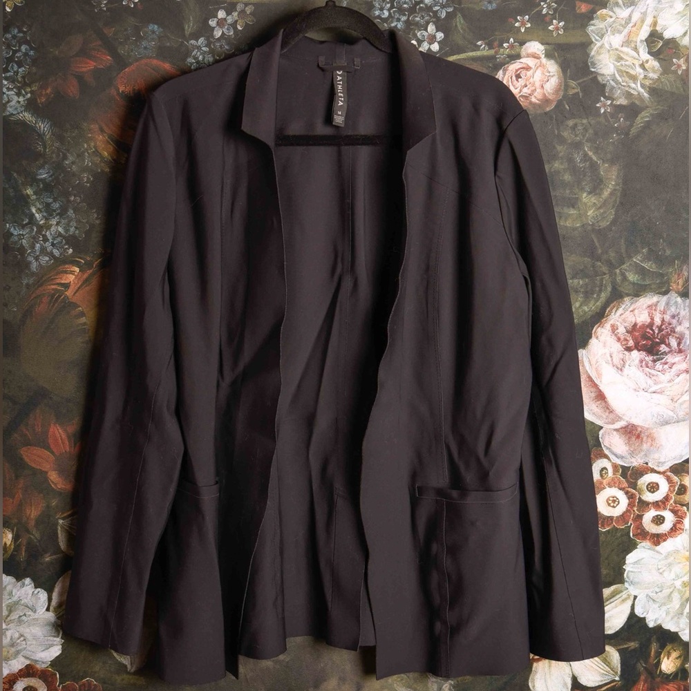 Athleta black scuba blazer jacket size 14, EUC